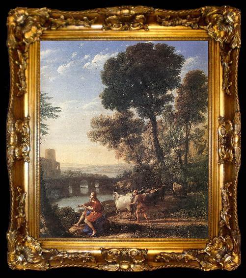 framed  Claude Lorrain Landscape with Apollo Guarding the Herds of Admetus dsf, ta009-2